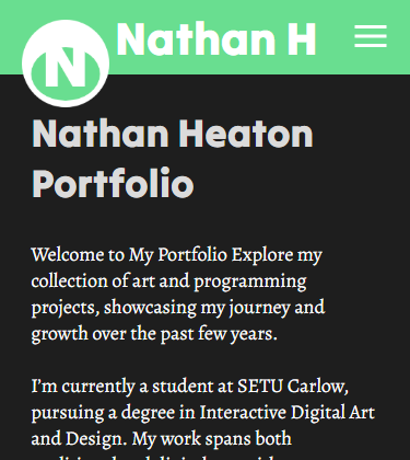 portflio home page mobile